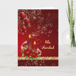 Cartão De Festividades Candels poinsettia Spanish Christmas Greeting Card