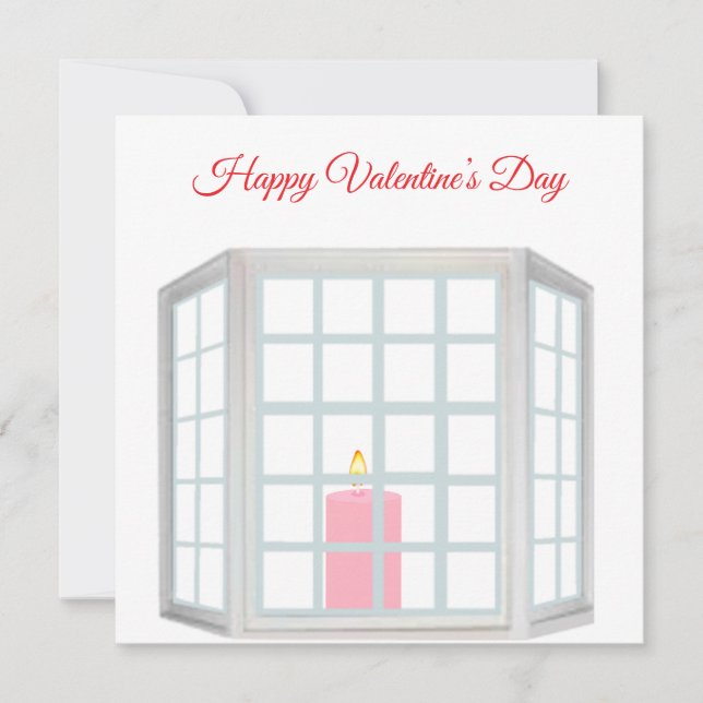 Cartão De Festividades Candle in the Window Valentine’s Day Card (Frente)