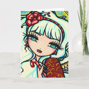 Cartão De Festividades Candy Cane Angel Close Up Christmas Card