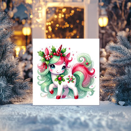 Cartão De Festividades Candy Cane Christmas Unicorn