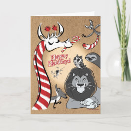 Cartão De Festividades CANDY CANE GIRAFFE & FRIENDS (matte) Jeff Willis