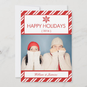 Cartão De Festividades Candy Cane Photo Holiday Flat Card