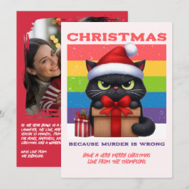 Cartão De Festividades Candy Cane Pop Funny Cat Retro Christmas Photo