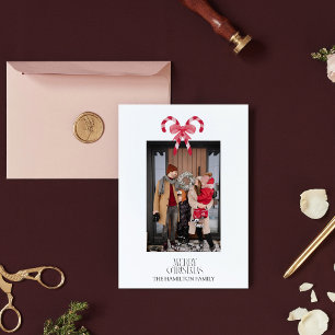 Cartão De Festividades Candy Cane Red Pink Foto de Natal