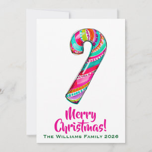 Cartão De Festividades Candy Cane Rosa Natal Boho