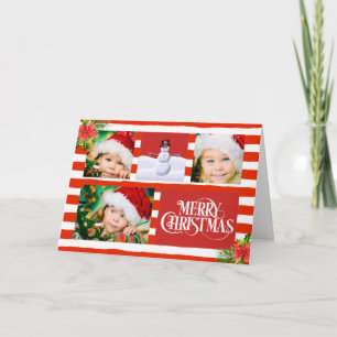 Cartão De Festividades Candy Cane Stripe Photo Christmas Card