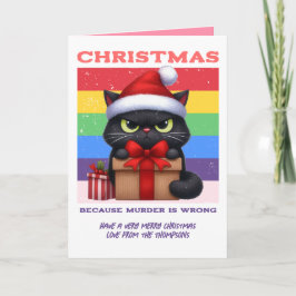 Cartão De Festividades Candy Chaos Funny Cat Retro Christmas Photo