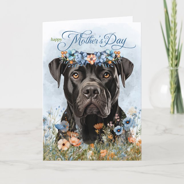 Cartão De Festividades Cane Corso Dog Wildflowers Mother's Day (Frente)