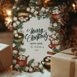 Cartão De Festividades Caneca Aconchegante de Cacau Quente Feliz Natal