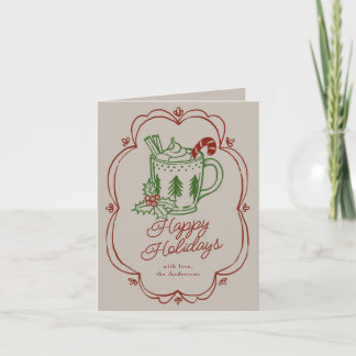 Cartão De Festividades Caneca com Tema de Férias em Cores Quentes
