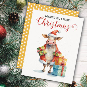 Cartão De Festividades Caneta de Vaca de Natal