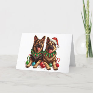Cartão De Festividades Caninos de German shepherd de Natal