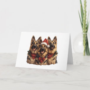 Cartão De Festividades Caninos de German shepherd de Natal