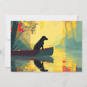 Cartão De Festividades Canoa Labrador Preto Minimalista da Natureza