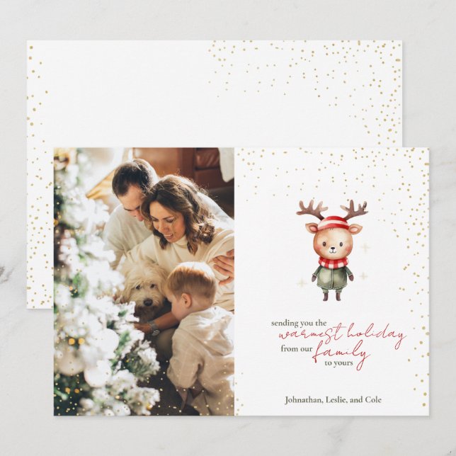 Cartão De Festividades Canteiro de Floresta Bonita Reindeer Elf de Natal (Frente/Verso)