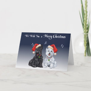 Cartão De Festividades Cantigas de Natal de Scottie & Westie