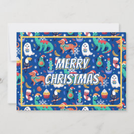 Cartão De Festividades Cantinho de Natal Dinossauro Papagaio Avocado Cact
