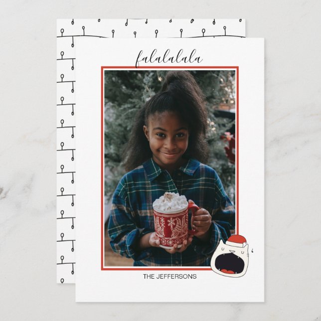 Cartão De Festividades Canto Bonito Fa La La La La La Foto De Natal (Frente/Verso)