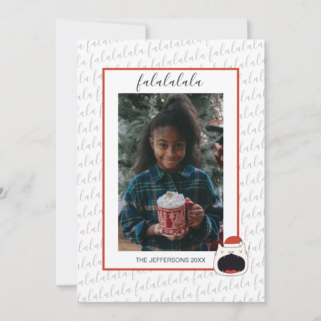 Cartão De Festividades Canto Bonito Fa La La La La La Foto De Natal (Frente)