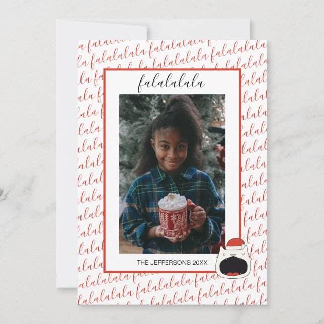 Cartão De Festividades Canto Bonito Fa La La La La La Foto De Natal (Frente)