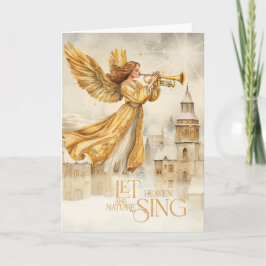 Cartão De Festividades Canto da Natureza Celestial Anjo Dourado Natal Cri