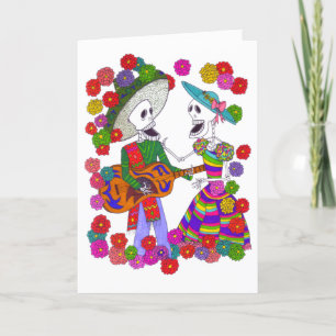 Cartão De Festividades Cantoras de Skeleton com Dueta de Violão de Mascul