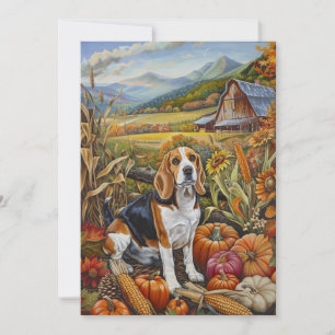 Cartão De Festividades Cão Beagle Colheita de Outono Dia de Ação de Graça