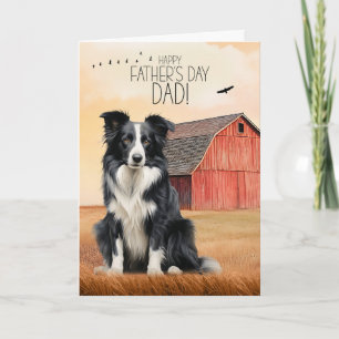 Cartão De Festividades Cão Border Collie Celeiro Vermelho Ocidental Dia d