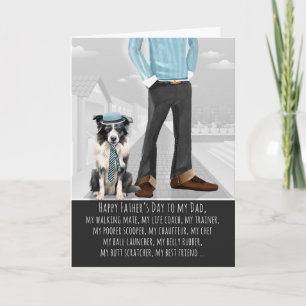Cartão De Festividades Cão Border Collie e Papai Dia dos Pais Divertido