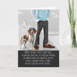 Cartão De Festividades Cão Brittany Spaniel e Papai para o Dia dos Pais