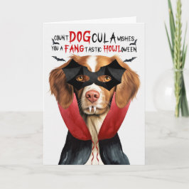 Cartão De Festividades Cão Brittany Spaniel Engraçado Conde DOGcula Hallo