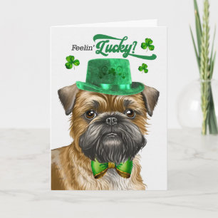 Cartão De Festividades Cão Brussels Griffon com Sorte no Dia de São Patrí