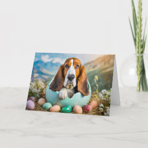 Cartão De Festividades cão caçador de felz pascoa Bassett