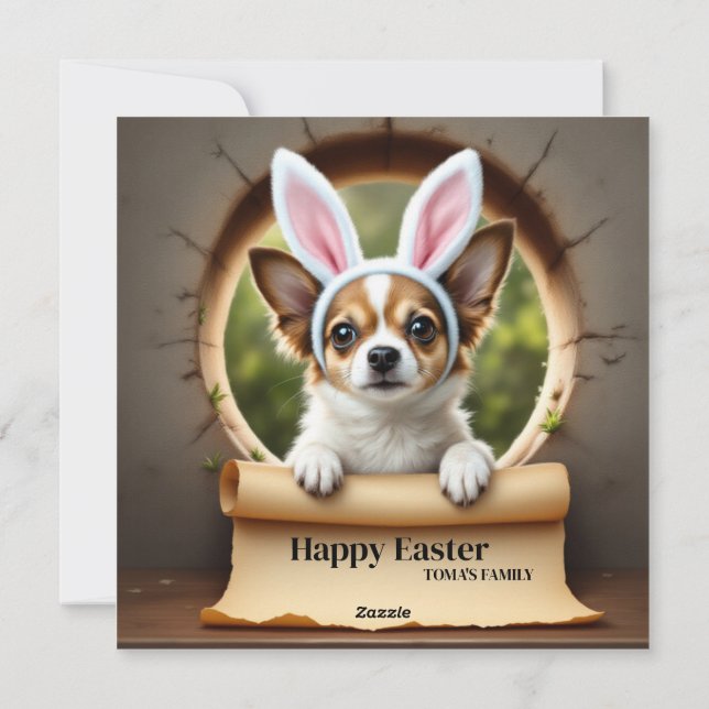 Cartão De Festividades Cão Chihuahua - com Nome da Família (Verso)