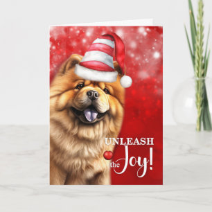Cartão De Festividades Cão Chow Chow Liberta a Alegria Natal
