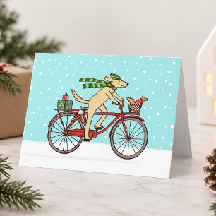Cartão De Festividades Cão Ciclista e Esquilo Caprichoso Feliz Feriado