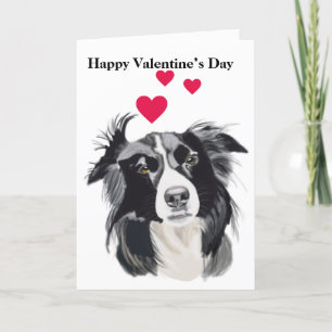 Cartão De Festividades Cão Collie Preto e Branco