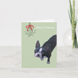 Cartão De Festividades Cão com visco