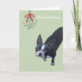 Cartão De Festividades Cão com visco