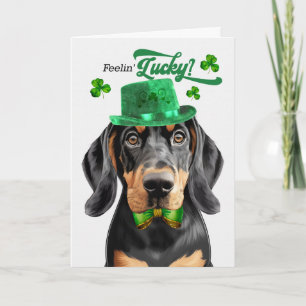 Cartão De Festividades Cão Coonhound Preto e Acastanhado Dia de São Patrí