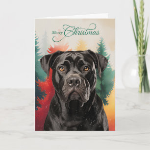 Cartão De Festividades Cão Corso Watercolor Pinos Lavados