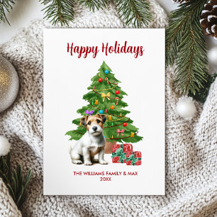 Cartão De Festividades Cão da Família Jack Russel Terrier no Natal