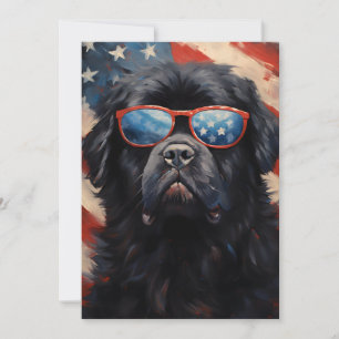 Cartão De Festividades Cão da Terra Nova Dia da Independência em 4 de jul
