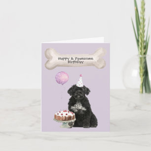 Cartão De Festividades Cão de Água Português Aniversário