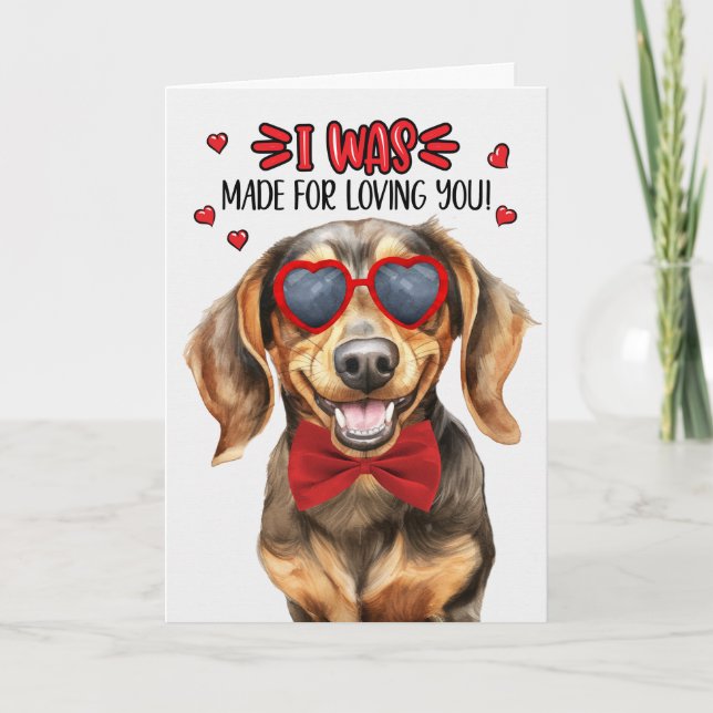 Cartão De Festividades Cão de Dachshund feito por amar você Namorados (Frente)