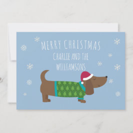 Cartão De Festividades Cão de Dachshund Personalizado Feliz Natal