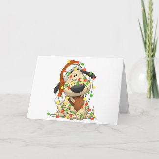 Cartão De Festividades Cão de filhote de cachorro engraçado das luzes de
