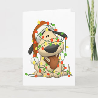 Cartão De Festividades Cão de filhote de cachorro engraçado das luzes de