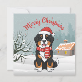 Cartão De Festividades Cão de Montanha Bernês Natalino Desenho
