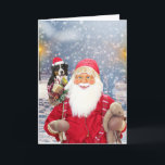 Cartão De Festividades Cão de montanha de Bernese dos presentes do Natal<br><div class="desc">Um Papai Noel que guardara uma montanha bonito de Bernese e presentes do Natal. Um presente perfeito do Natal para alguém que ama ou possui uma montanha de Bernese.</div>